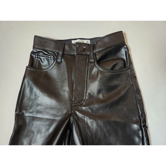 Abercrombie & Fitch The Skinny High Rise Pants - Size 23 Shiny Black - Picture 6 of 8